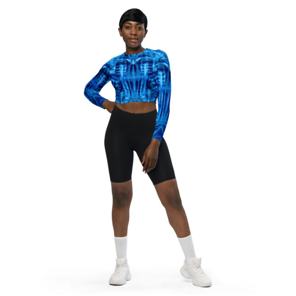 Recyceltes Langarm Crop Top Biomech mit Allover-Druck