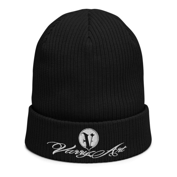 Gerippte Bio-Beanie Varry Art Schrift