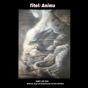 Airbrush, Acryl auf Zeichenkarton auf Holz, Grösse 60 x 70 cm